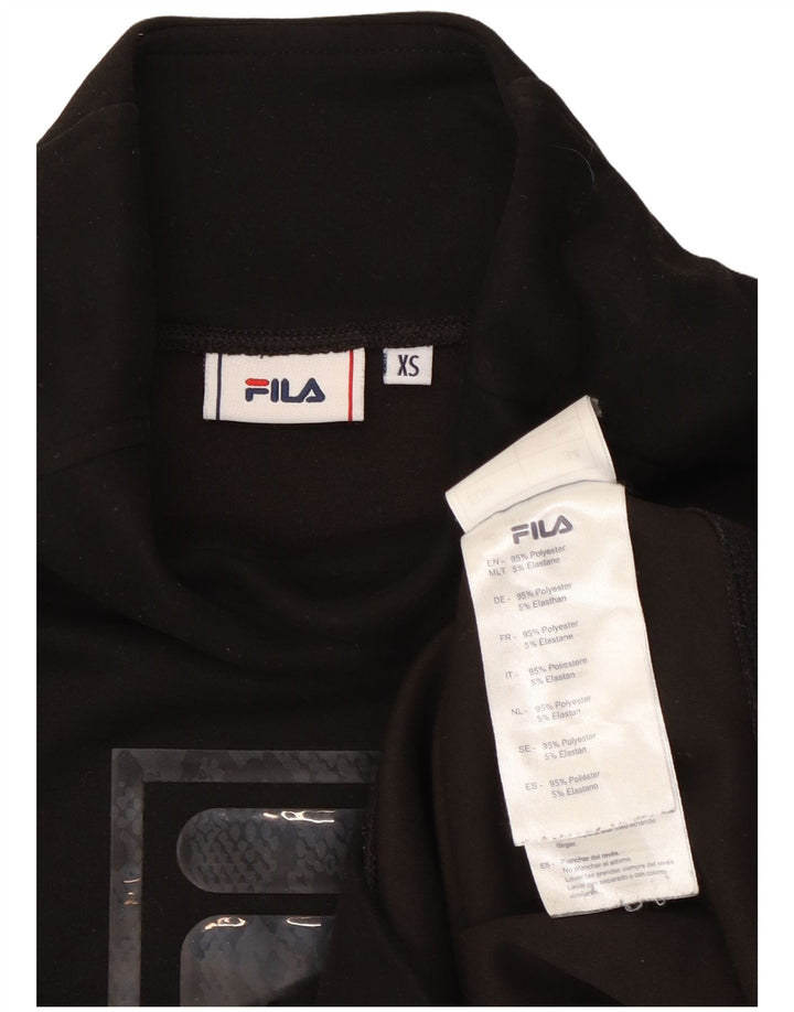 Fila Womens Crop Oversized grafisk top langærmet UK 6 XS sort polyester