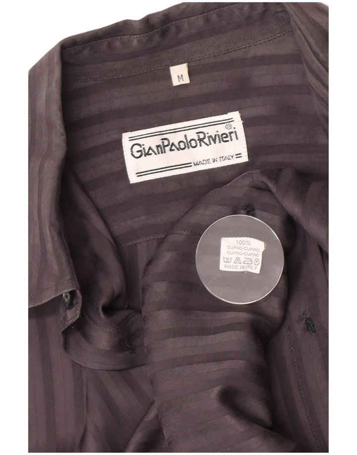 Vintage herreskjorte mellemgrå stribet Cupro Classic