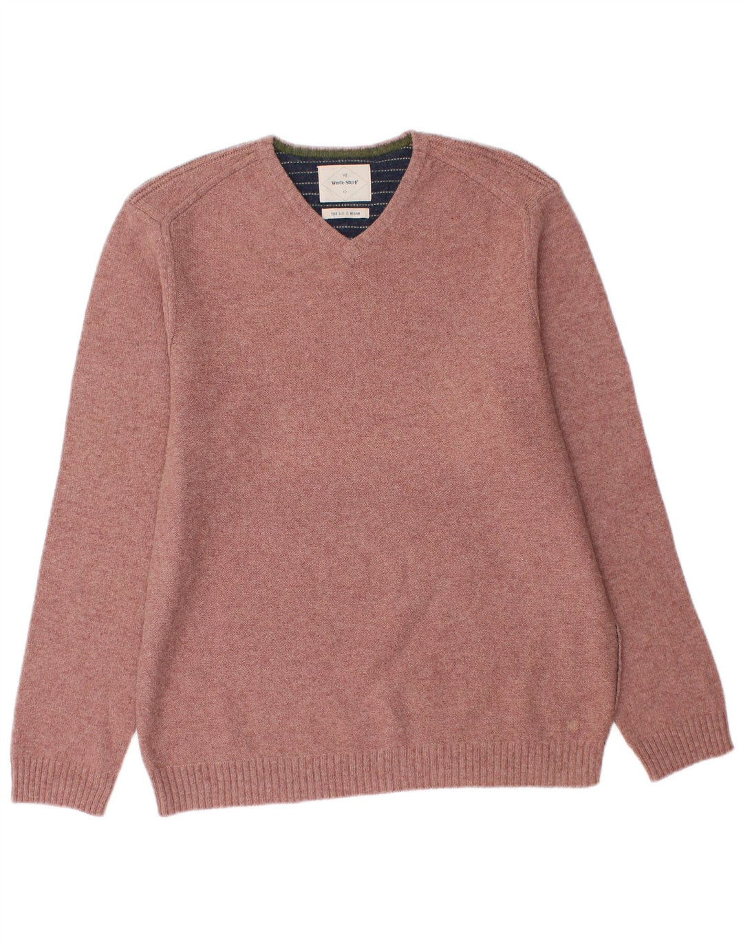 White Stuff Herre V-hals sweater Medium Pink Lammeuld