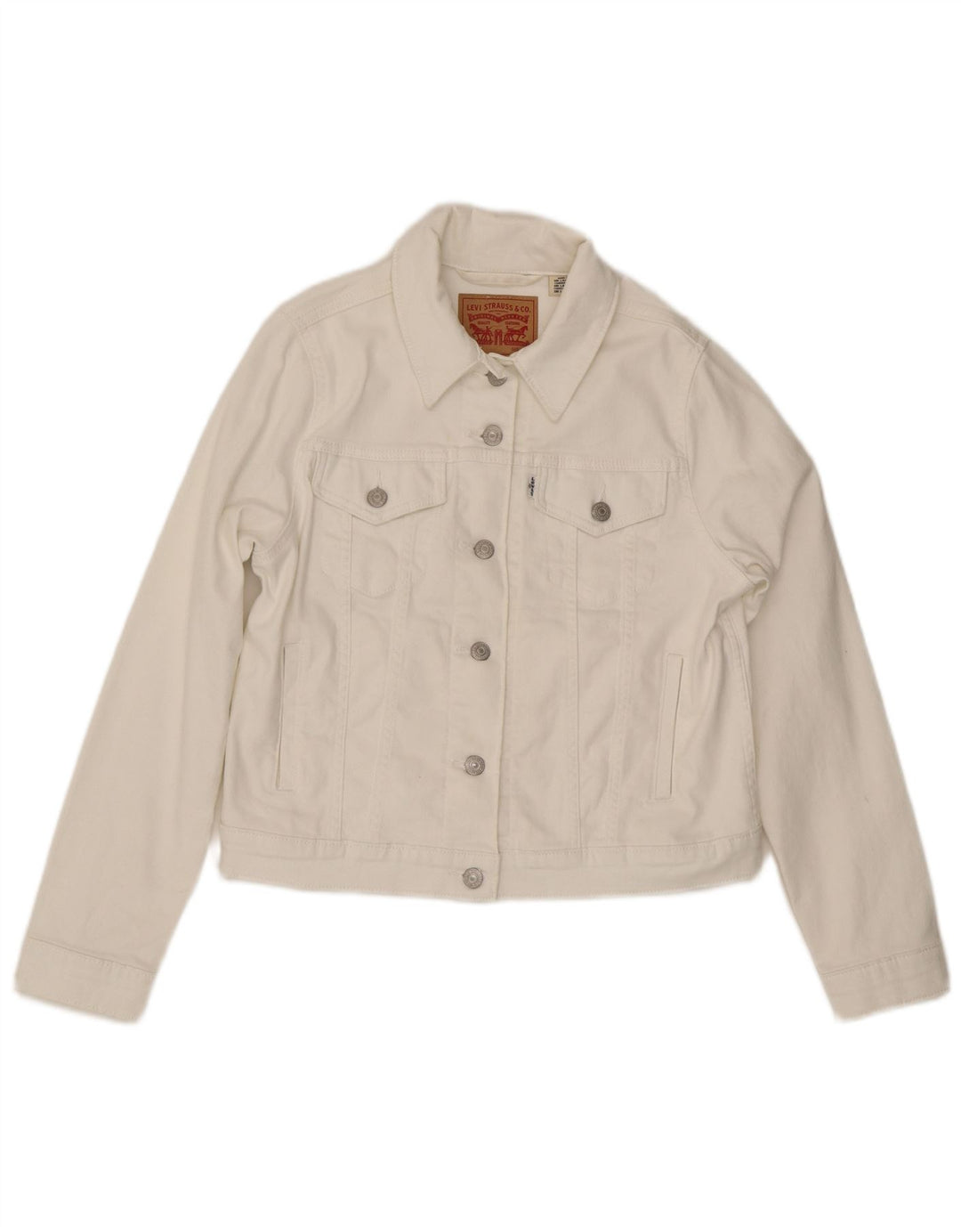 Levi's Dame Crop Denim Jacket UK 14 Medium White