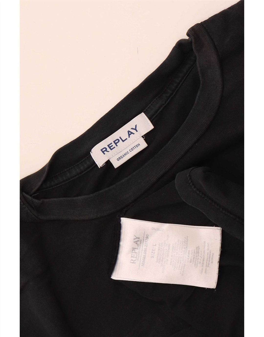 Replay Herre Grafisk T-Shirt Top Stor Sort Bomuld