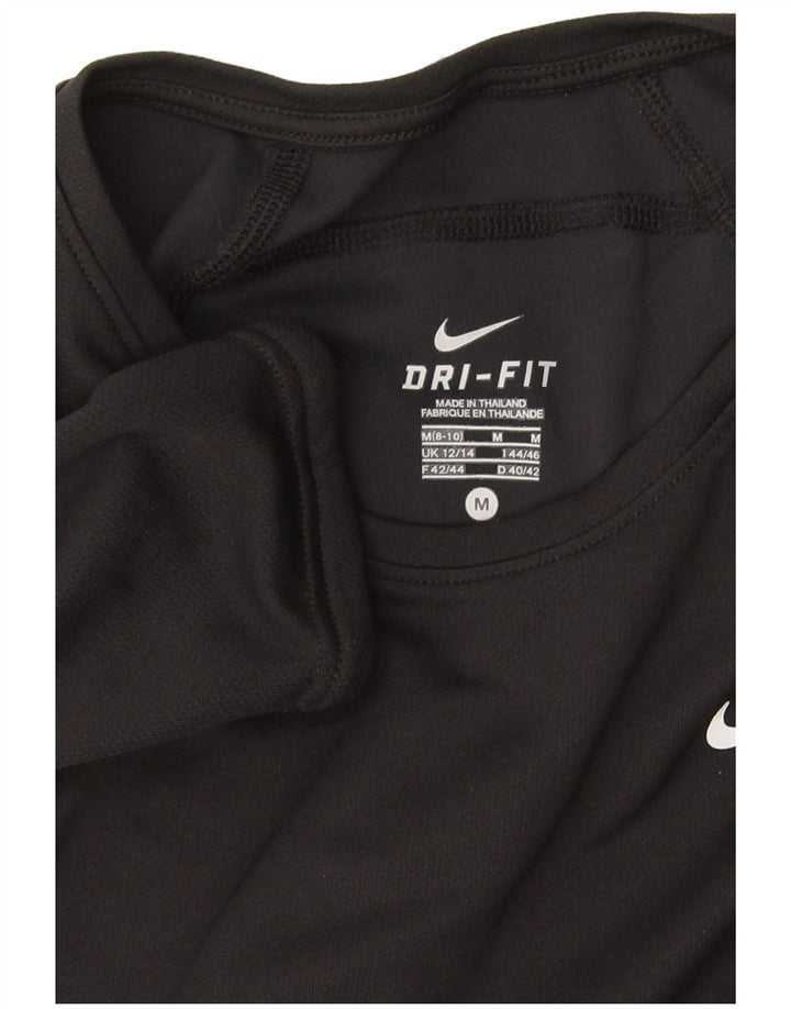 Nike Dame Dri Fit Top Langærmet UK 12/14 Medium Black Colourblock