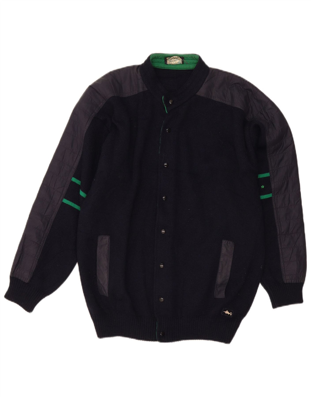 Good Luck Herre cardigan sweater Medium Navy Blue Colourblock