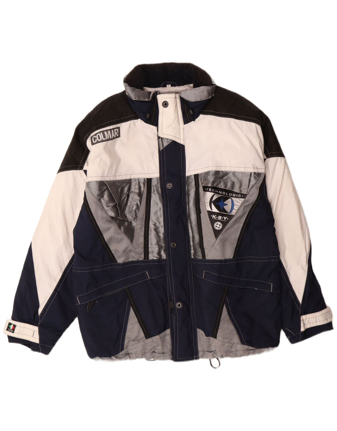 Colmar Skijakke med hætte til mænd IT 50 Medium Marineblå Colourblock Polyamid