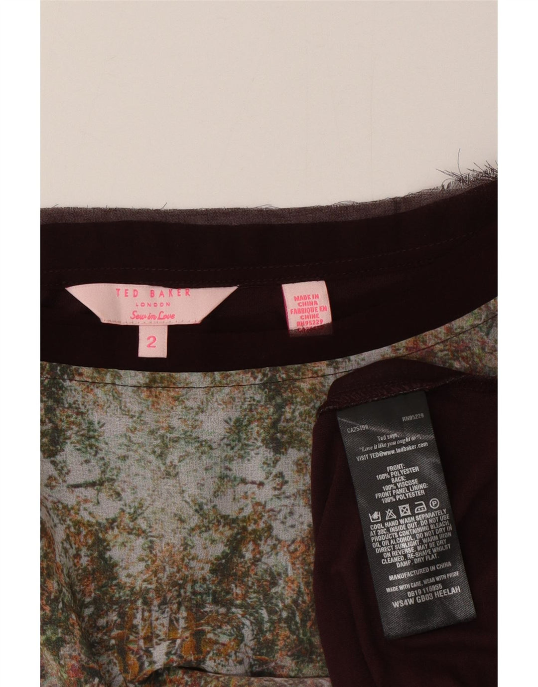 Ted Baker Kvinders Oversized grafisk T-shirt Top Størrelse 2 Small Brown Floral