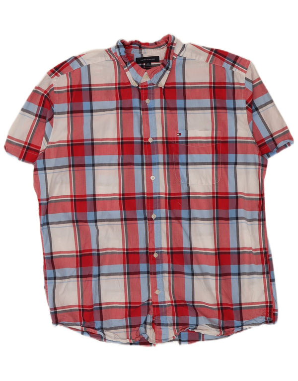 Tommy Hilfiger Kortærmet Herre Klassisk Fit skjorte XL Rød Plaid Bomuld