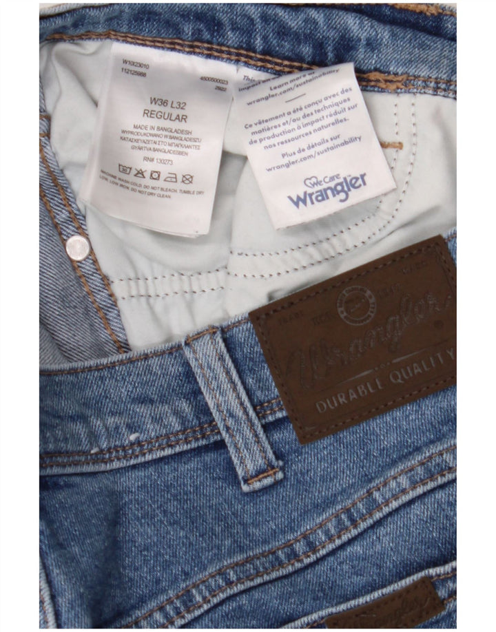Wrangler Herre Regular Fit Straight Jeans W36 L32 Blå Bomuld