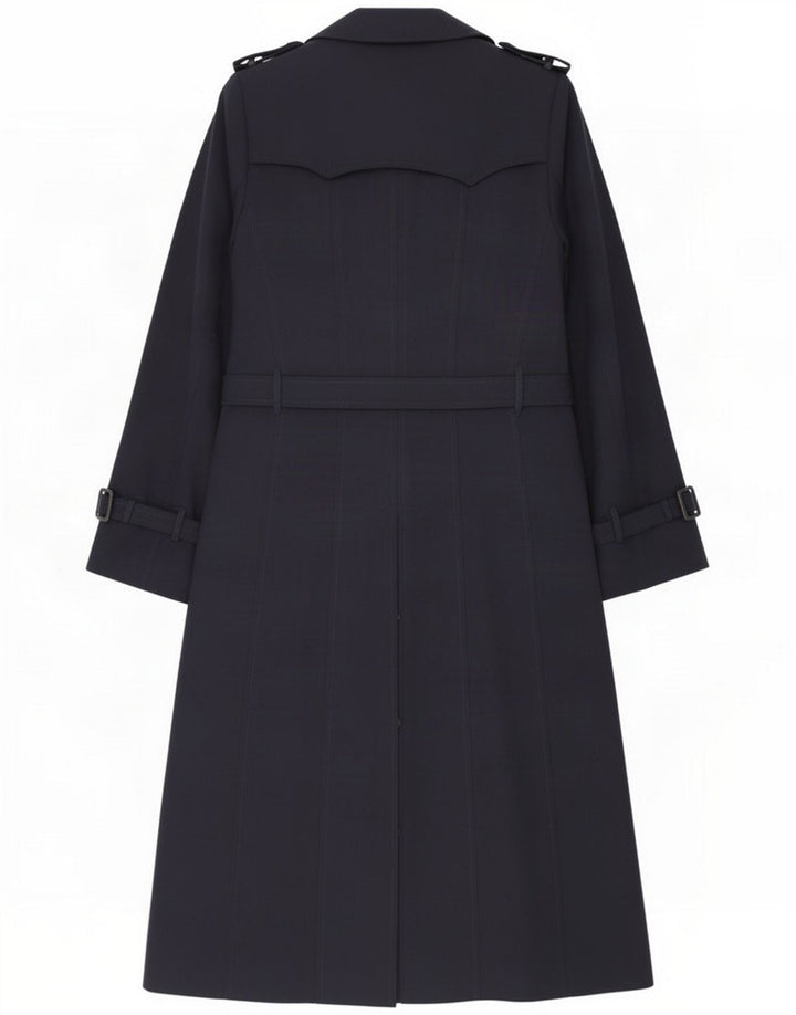 Vintage Dame Dobbeltradet Regnfrakke IT 46 Large Navy Blue