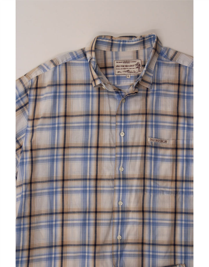 RIFLE Mens Short Sleeve Shirt XL Blue Check Vintage Rifle and Second-Hand Rifle from Messina Hembry 
