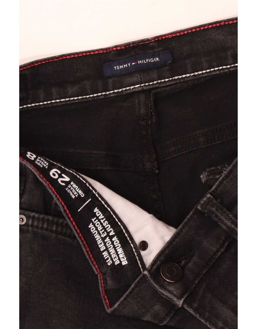 Tommy Hilfiger Dame Bermuda Slim Denim Shorts W29 Medium Sort Bomuld