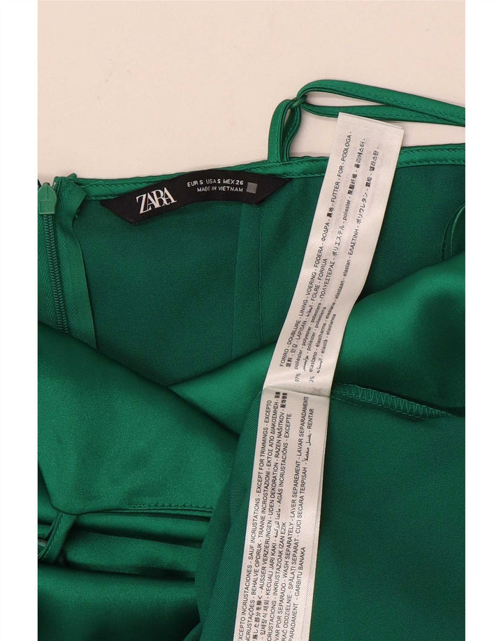 Zara Womens Slip Dress UK 8 Small Green Polyester