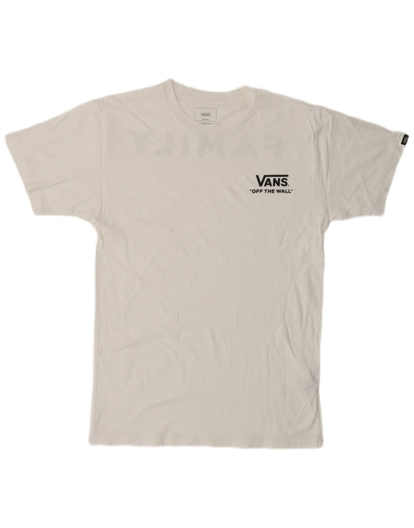 VANS Herre Classic Fit Grafisk T-shirt Top Medium Hvid Bomuld