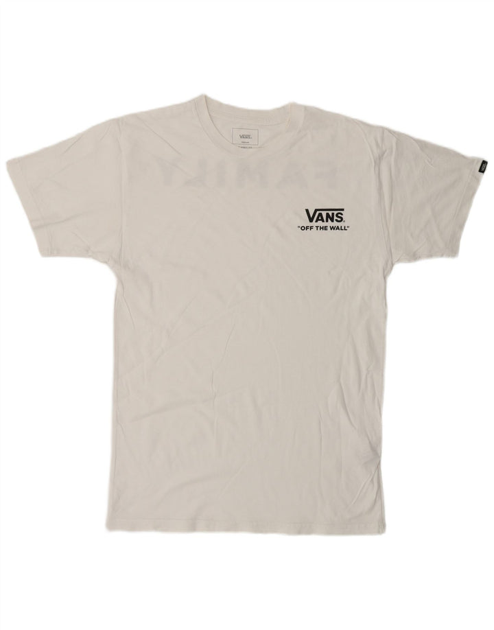 VANS Herre Classic Fit Grafisk T-shirt Top Medium Hvid Bomuld
