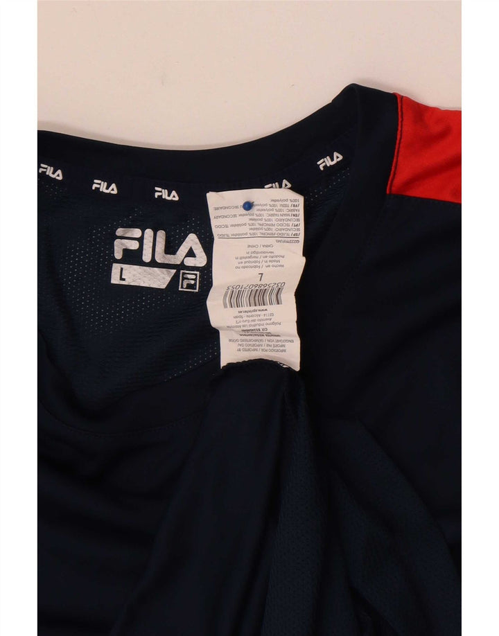 Fila Herre T-Shirt Top Stor Marineblå Colourblock Polyester