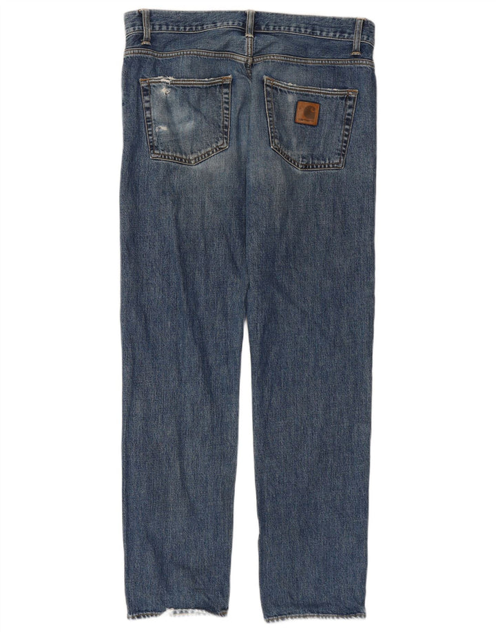 CARHARTT Straight jeans til mænd W34 L32 blå bomuld