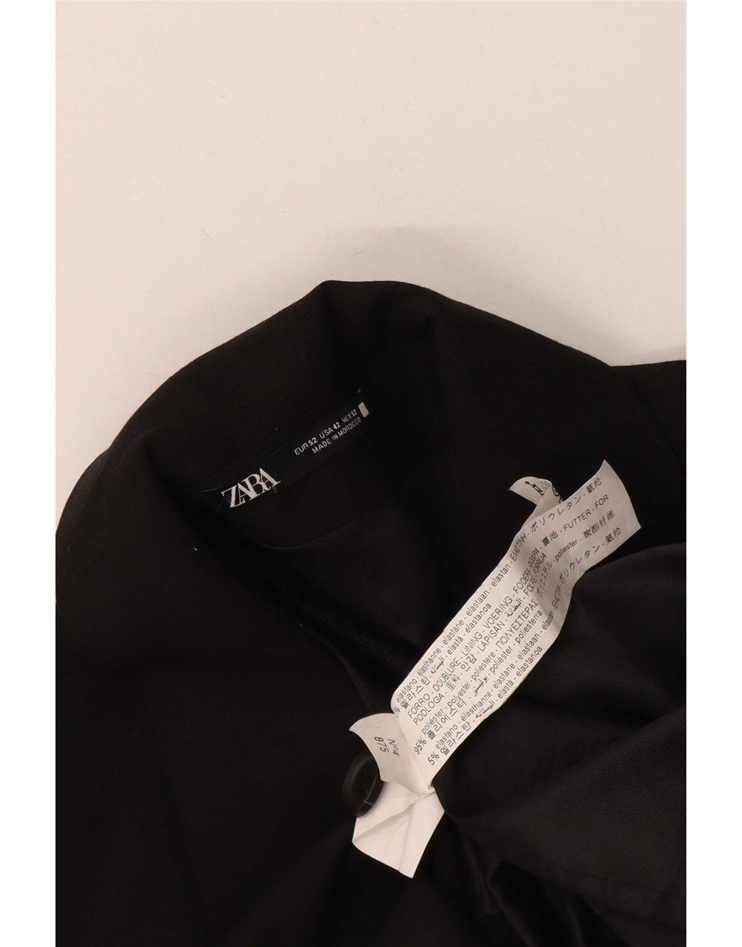 Zara Herre Blazer Jakke EU 52 Stor Sort Polyester