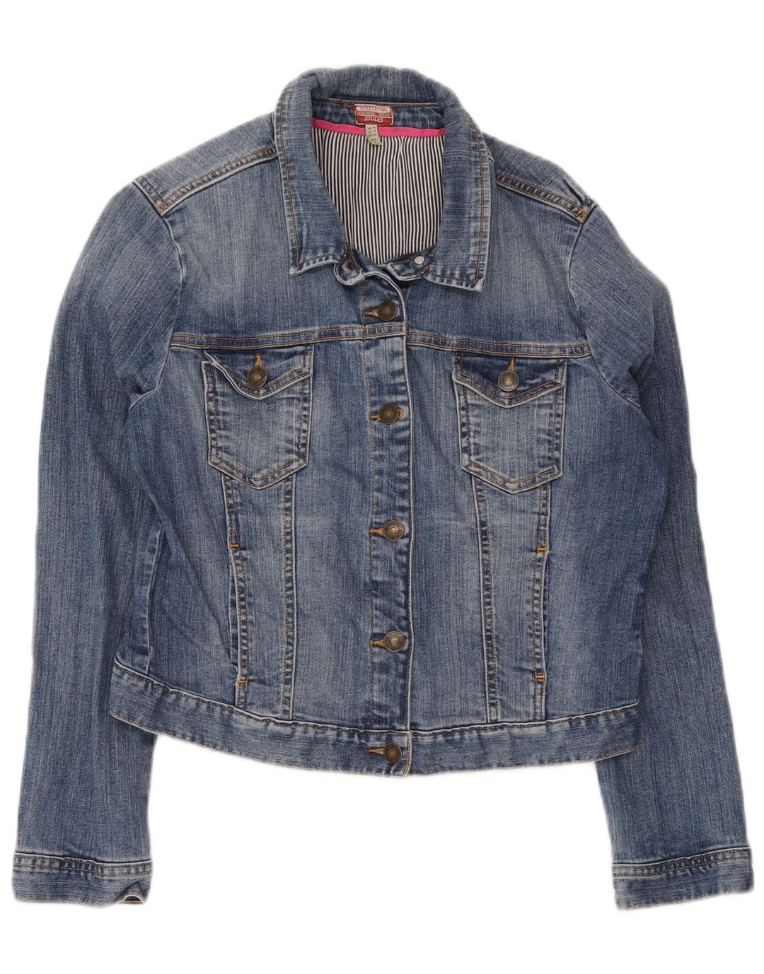 Joules Dame Crop Denim Jacket UK 16 Large Blue Cotton