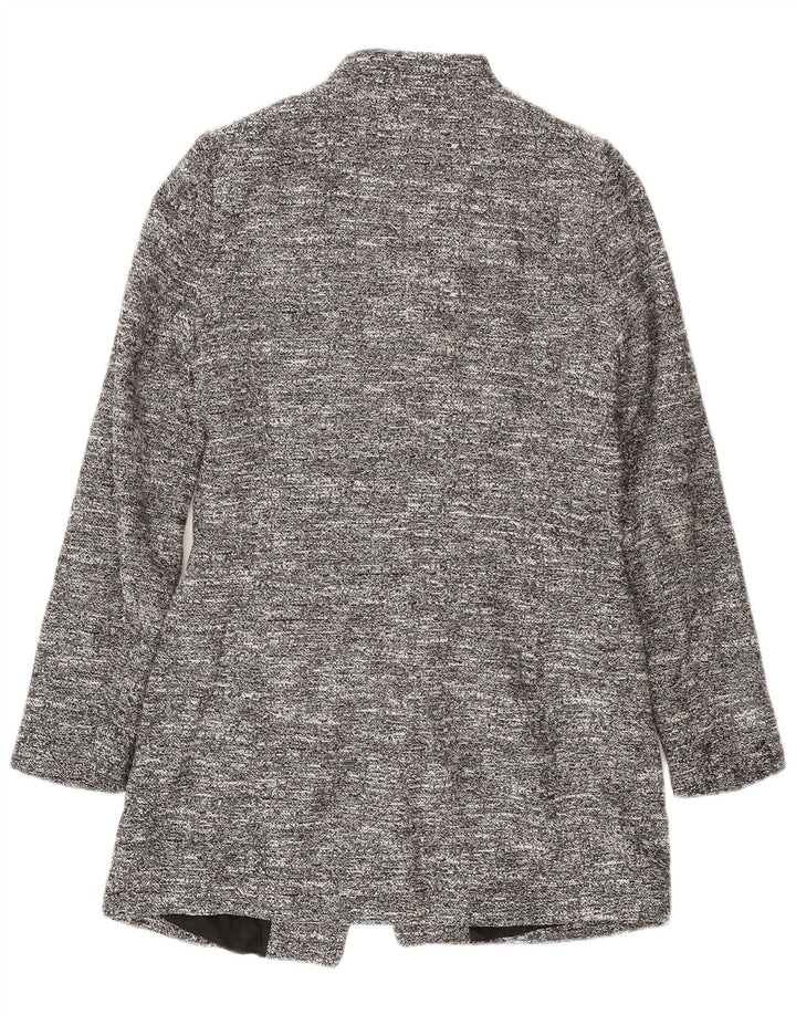 Zara Dame Longline Blazer Jacket UK 12 Medium Grey Flecked Acetate