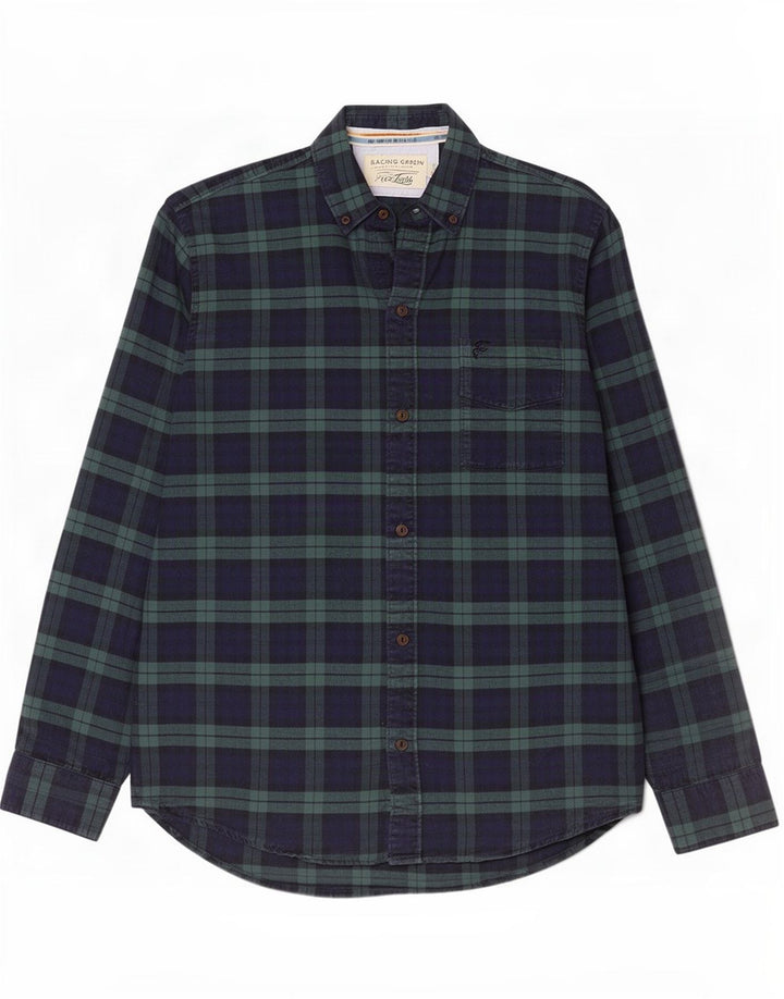 Racing Grøn herre flannelskjorte Medium Navy Blue Ternet Bomuld