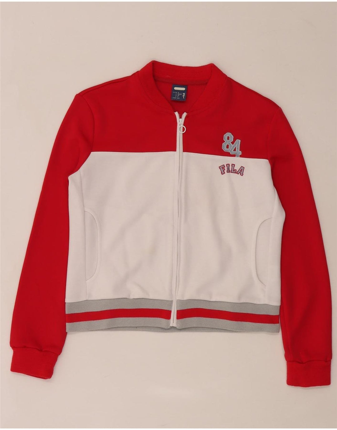Fila Womens Crop træningsdragt topjakke UK 10 Small Red Colourblock Polyester