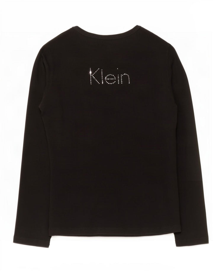 Calvin Klein Jeans Dame Grafisk Top Langærmet UK 10 Lille Sort