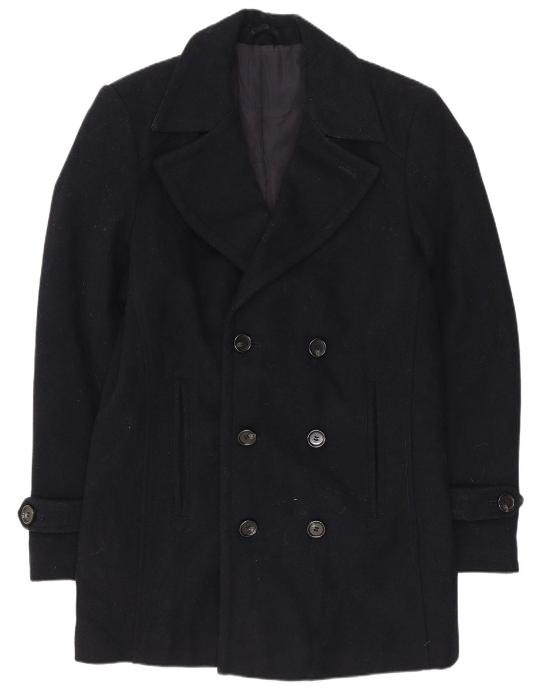 Angelo Litrico Herre Pea Coat UK 36 Small Navy Blue Uld