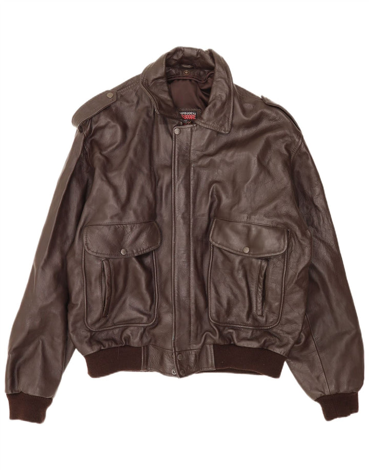 Bomb Boogie Herre læder Flight Aviator Jacket UK 42 XL Brun