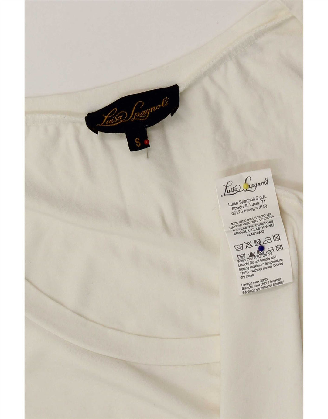 Luisa Spagnoli Dame T-Shirt Top UK 10 Small White Viscose