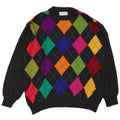 Benetton Herre Crew Neck Jumper Sweater IT 50 Medium Grey Argyle/Diamond