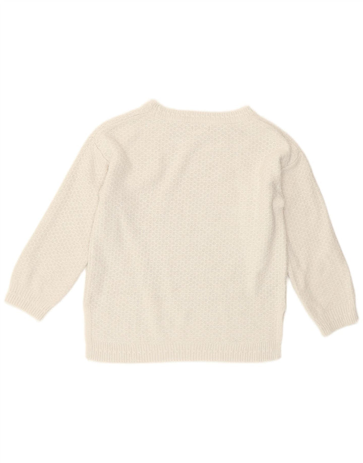 Fat Face Dame Boat Neck Jumper Sweater UK 8 Small White Viscose