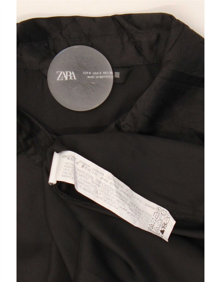 Zara Oversized skjortebluse til kvinder UK 10 Lille sort polyester