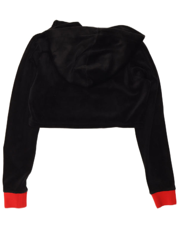 Fila Womens Crop Graphic Hoodie Jumper UK 10 Small Black Colourblock