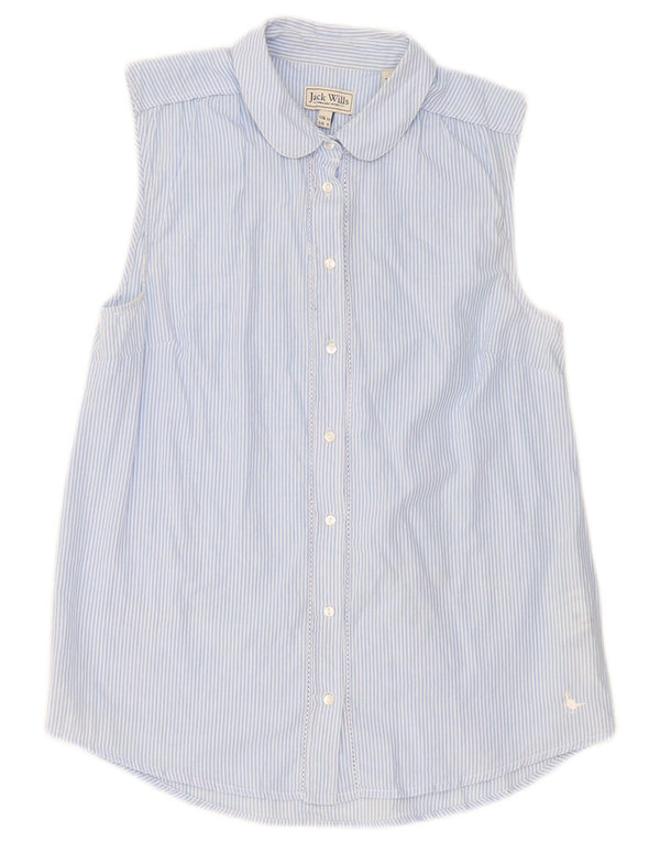 Jack Wills Womens Sleeveless Shirt UK 10 Small Blue Pinstripe Cotton