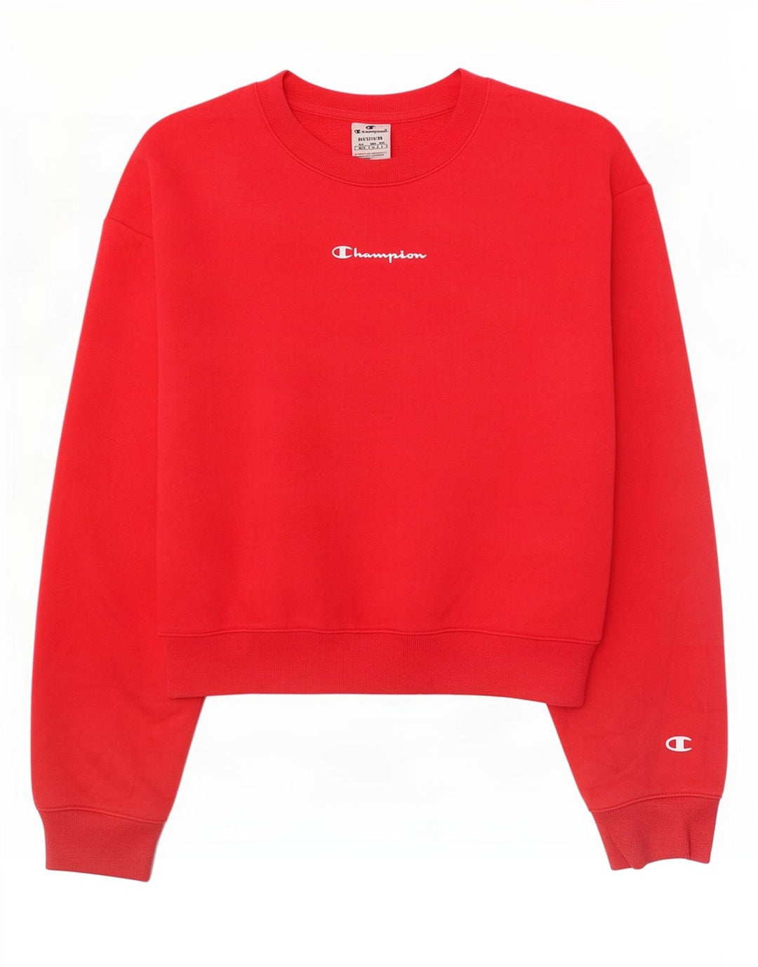 Champion Womens Graphic Crop Sweatshirt Jumper UK 14 Medium Rød Bomuld