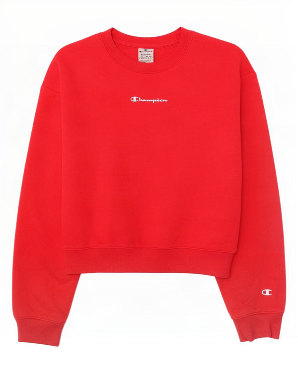 Champion Womens Graphic Crop Sweatshirt Jumper UK 14 Medium Rød Bomuld