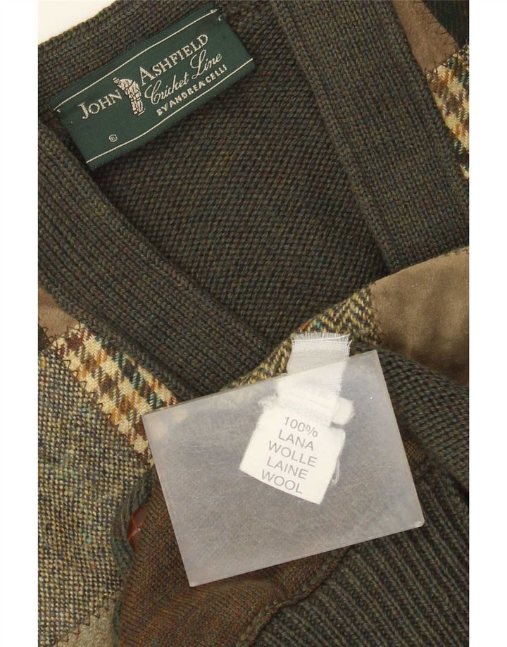 John Ashfield Herre Cricked Club Cardigan Sweater IT 48 Medium Green