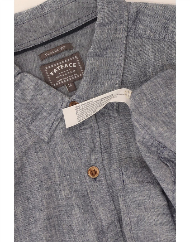 Fat Face Herre Kortærmet Classic Fit Shirt Medium Blue Linen