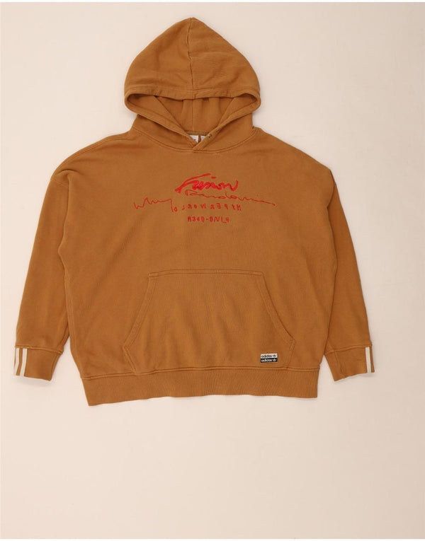 Adidas Graphic Oversized Hoodie Jumper UK 20 2XL Brun
