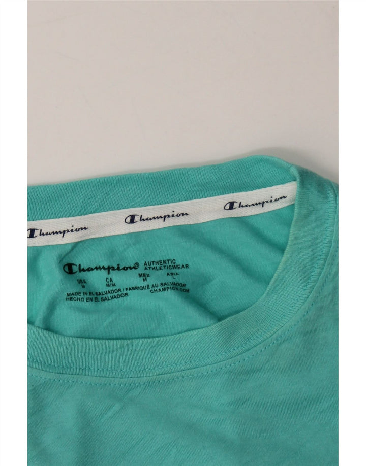 CHAMPION Womens Graphic T-Shirt Top UK 12 Medium Turquoise Vintage Champion and Second-Hand Champion from Messina Hembry 