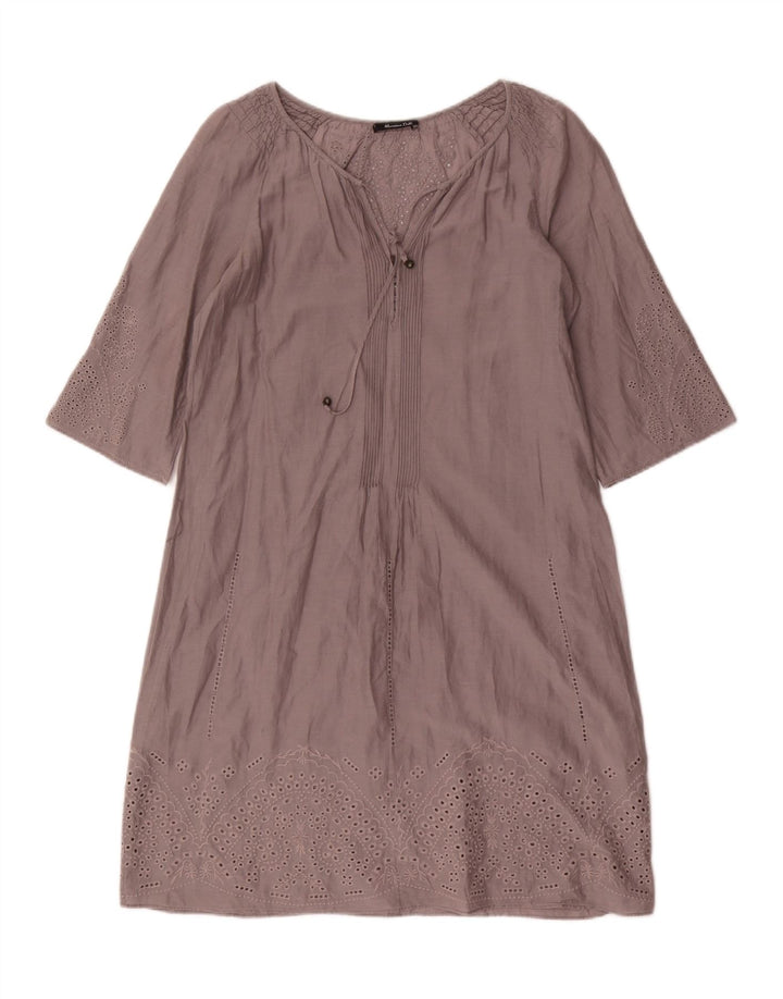 Massimo Dutti Dame Oversized Shift Kjole EU 36 XS Grå Blomster Bomuld