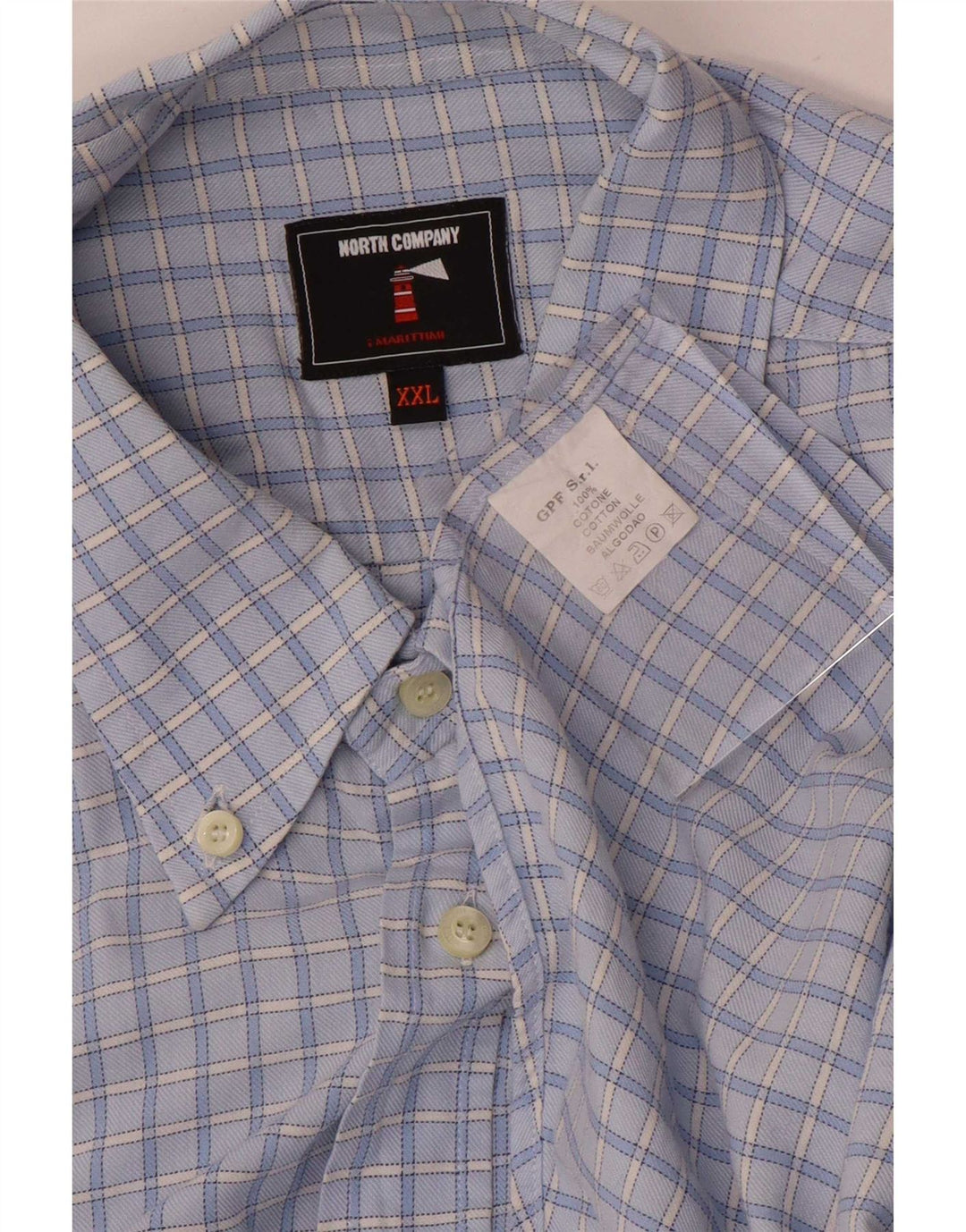 Vintage herreskjorte 2XL blå ternet bomuld