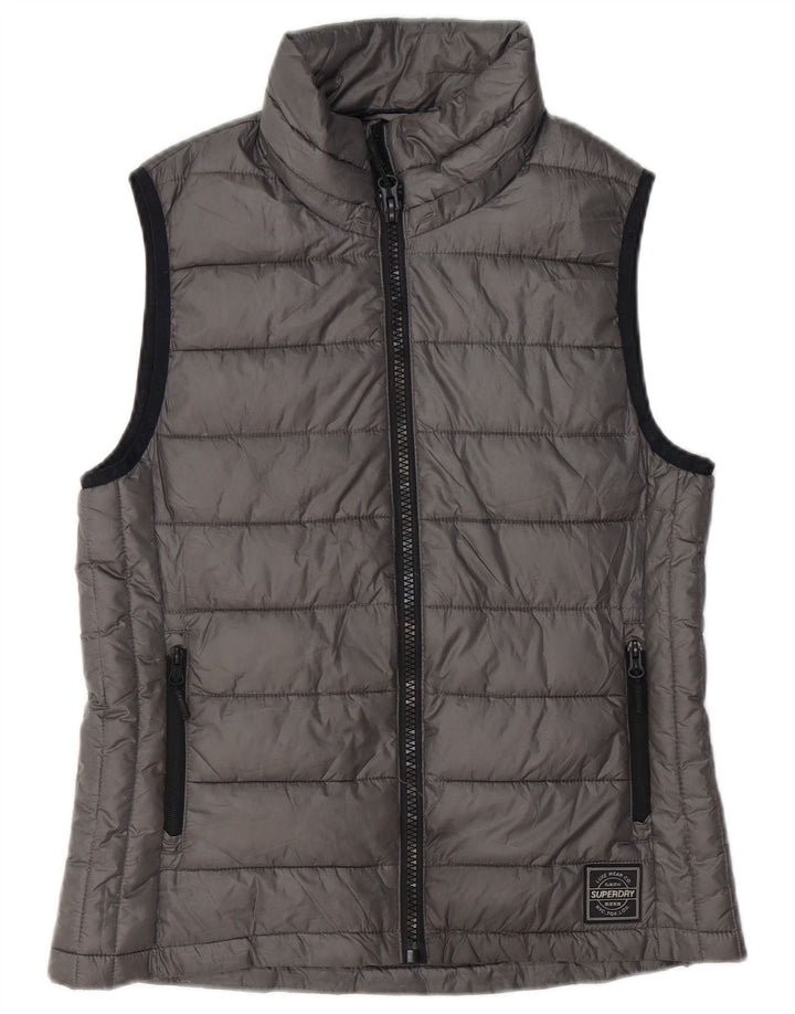 Superdry Womens ærmeløs polstret Gilet UK 14 Medium Grey Polyester