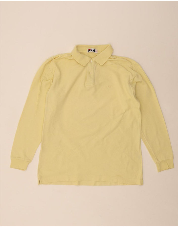 FILA Mens Long Sleeve Polo Shirt IT 50 Medium Yellow Vintage Fila and Second-Hand Fila from Messina Hembry 