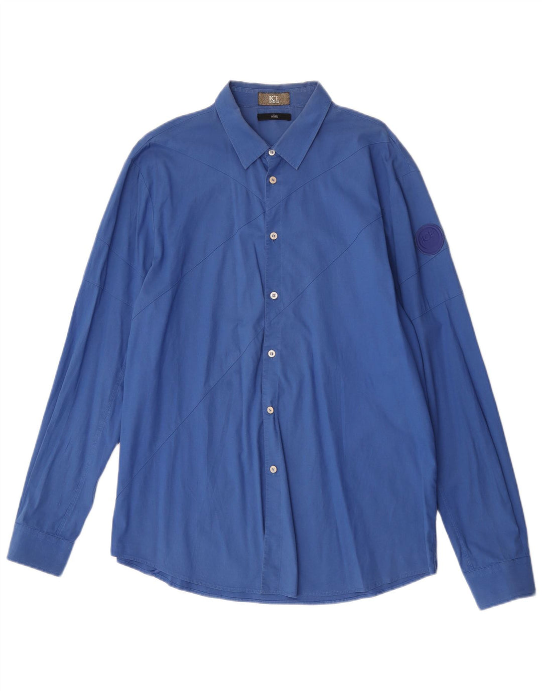 Iceberg Herre Slim Shirt XL Blå Bomuld