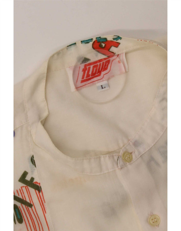 Vintage herre California grafisk kortærmet skjorte stor hvid