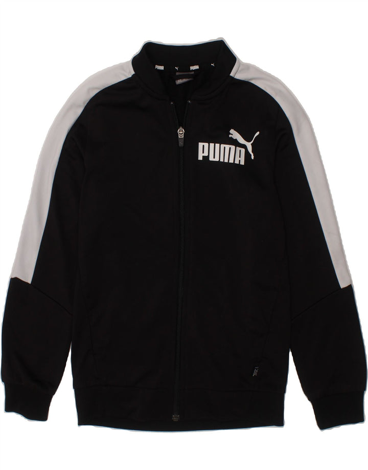 PUMA Boys Graphic Tracksuit Top Jacket 9-10 Years Medium Black Colourblock Vintage Puma and Second-Hand Puma from Messina Hembry 