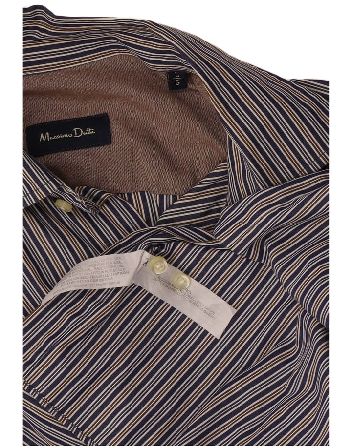 Massimo Dutti Herreskjorte Stor blåstribet bomuld