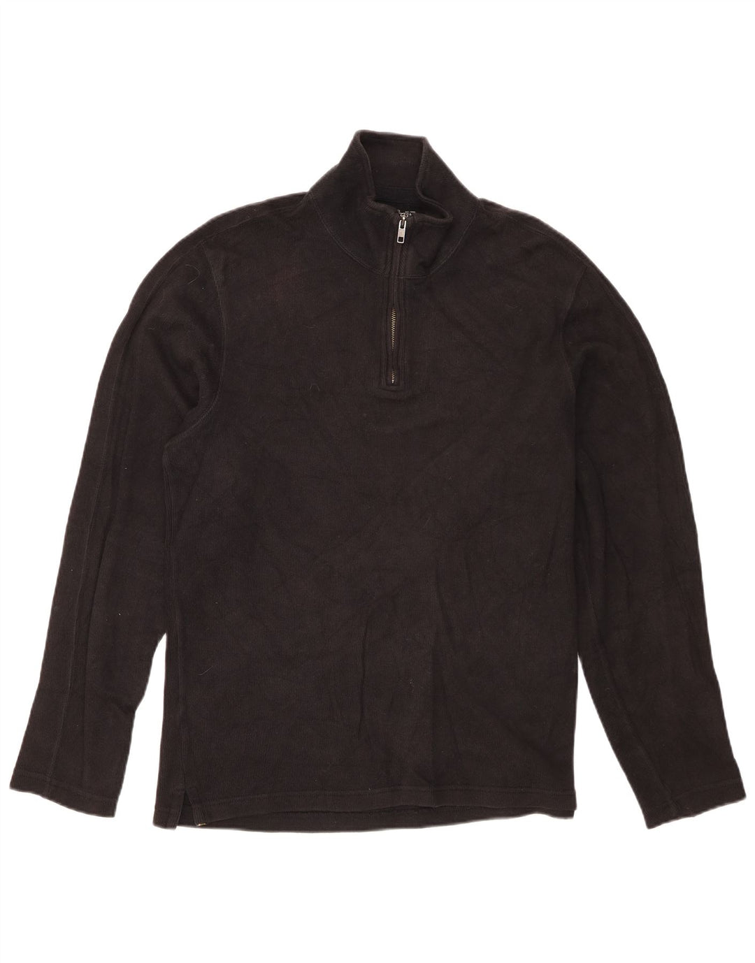 Eddie Bauer Herre Zip Neck Jumper Sweater Medium Sort Bomuld