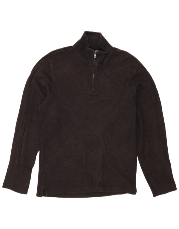 Eddie Bauer Herre Zip Neck Jumper Sweater Medium Sort Bomuld