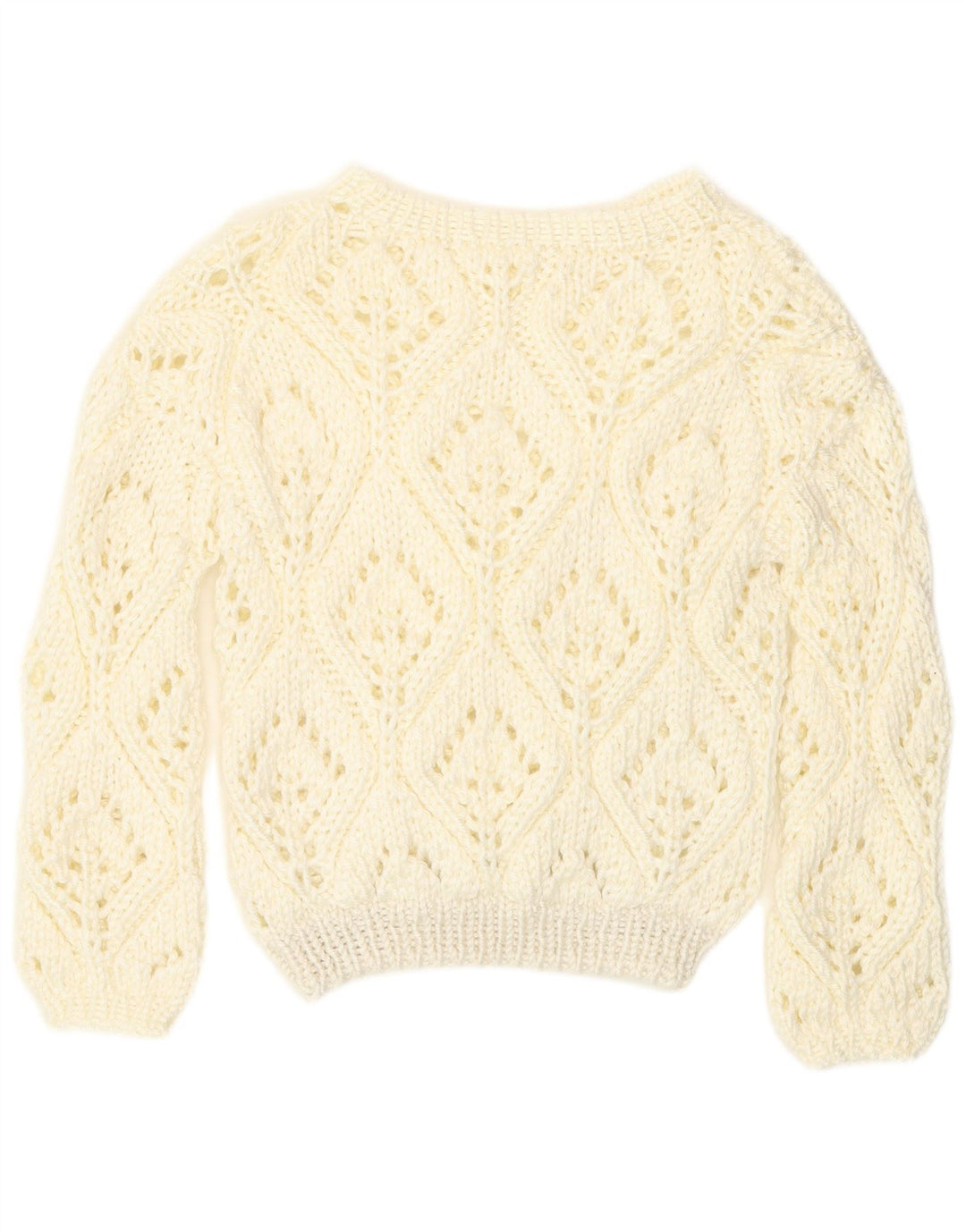 Vintage Dame se Gennem Boat Neck Jumper Sweater UK 12 Medium Off White